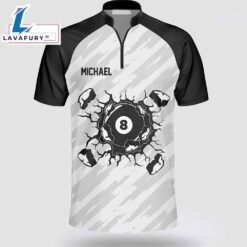 Personalized Smashing Billiard Black White Billiard Jerseys Shirt 2 For Man And Women