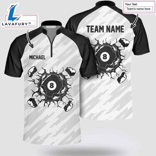 Personalized Smashing Billiard Black White Billiard Jerseys Shirt For Man And Women
