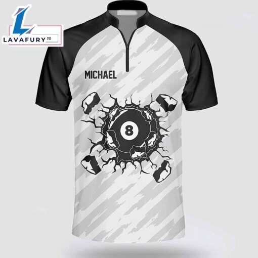 Personalized Smashing Billiard Black White Billiard Jerseys Shirt For Man And Women