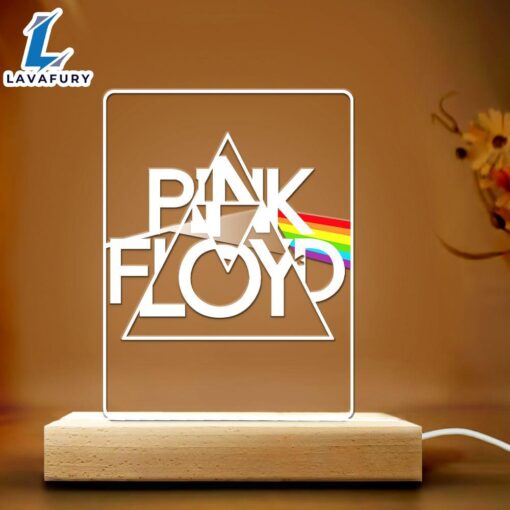 Pink Floyd Led Light with Wooden Base  – Music Night Light