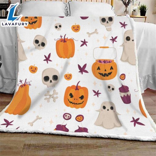 Pumpkin Ghost Skull Halloween Sofa Fleece Throw Blanket  Halloween Gifts  Gift Xmas