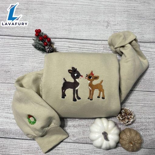 Rudolph And Clarice Embroidered Sweatshirt  For Man And Women
