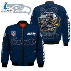 Seattle Seahawks Players Nfl Blue Bomber Jacket  For Fans