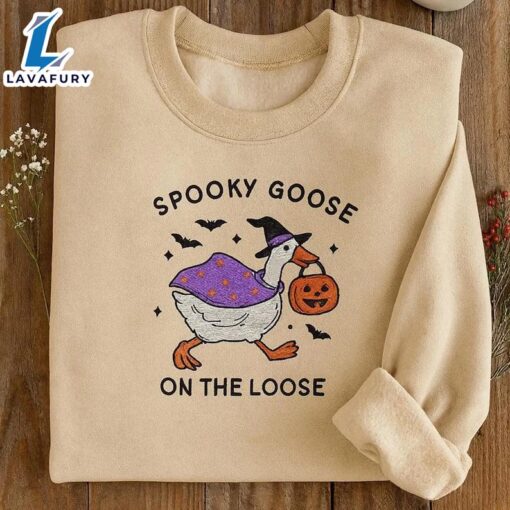 Spooky Goose On The Loose Embroidered Sweatshirt