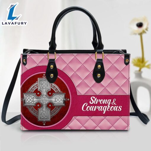 Strong And Courageous Inspiration Religious Gift For Christian Christ Gifts Leather Bags Christian Leather Bag