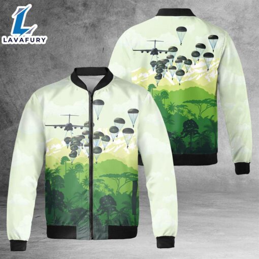US Army Paratroopers With The 82nd Airborne Division Parachute AOP Fleece Bomber Jacket For Man And Women