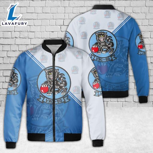 US Navy Fleet Logistics Squadron 50 (VRC-50) AOP Fleece Bomber Jacket For Man And Women