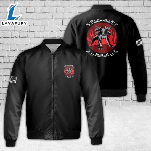 USMC MALS-39 Hellhounds AOP Fleece Bomber Jacket For Man And Women