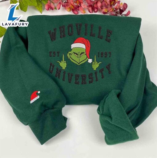 Whoville Grinch Fuk Hand Embroidered Sweatshirt  For Man And Women