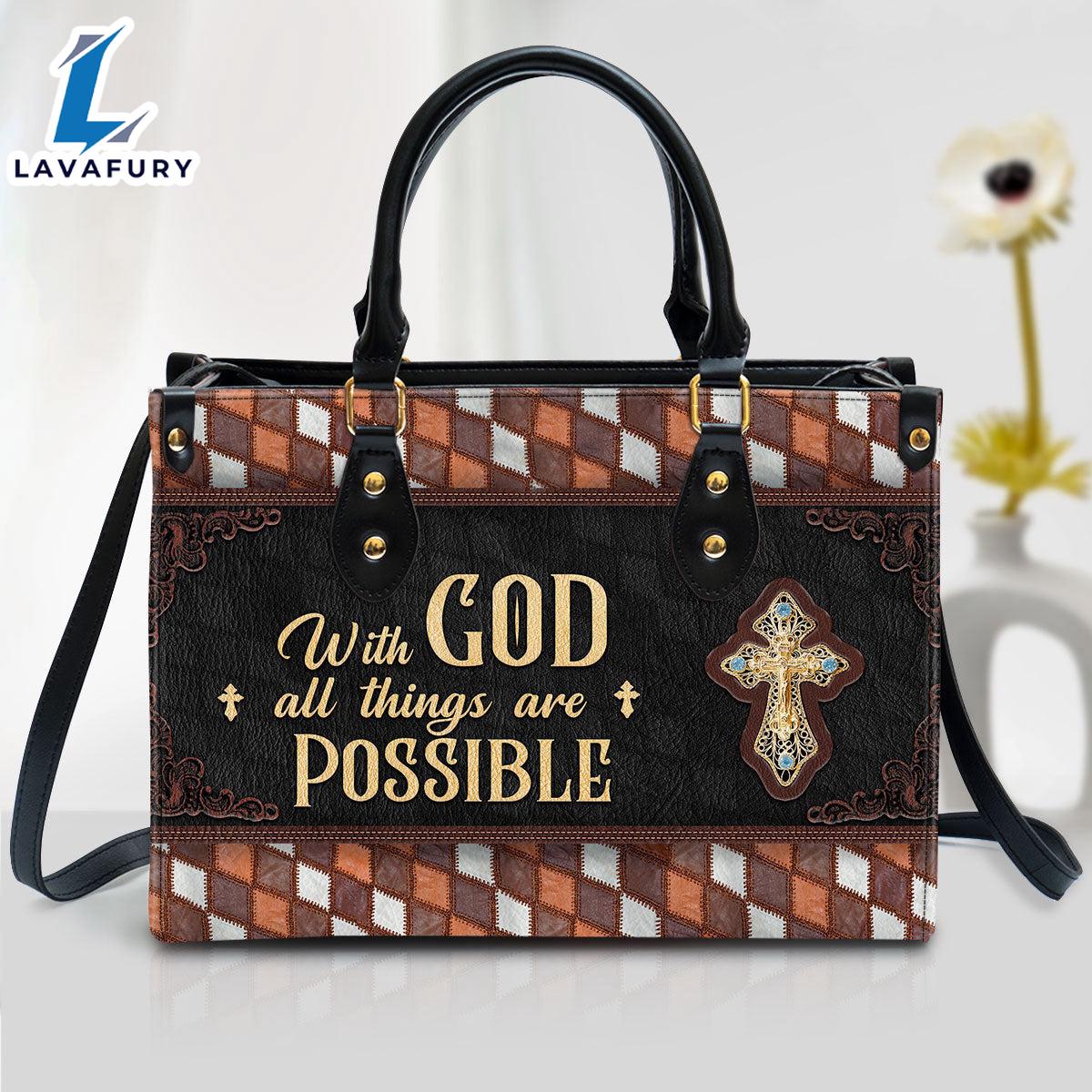 With God All Things Are Possible Cross Leather Handbag Christ Gifts Leather Bags Christian Leather Bag With God All Things Are Possible Cross Leather Handbag Christ Gifts Leather Bags Christian Leather Bag