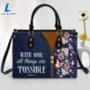 Zippered Leather Handbag With Handle With God All Things Are Possible Matthew 1926 Christ Gifts Leather Bags Christian Leather Bag 2 Zippered Leather Handbag With Handle With God All Things Are Possible Matthew 1926 Christ Gifts Leather Bags