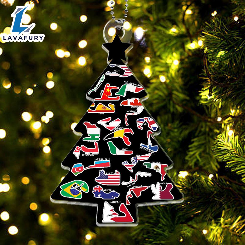 2024 Formula 1 Season Racing Tracks with Country Flags Christmas Ornament For Fans 2024 Formula 1 Season Racing Tracks with Country Flags Christmas Ornament For Fans