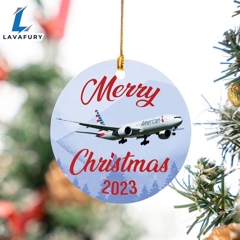 American Airlines Boeing 777-300ER Merry Christmas 2023 Ceramic Ornament For Fans American Airlines Boeing 777-300ER Merry Christmas 2023 Ceramic Ornament For Fans