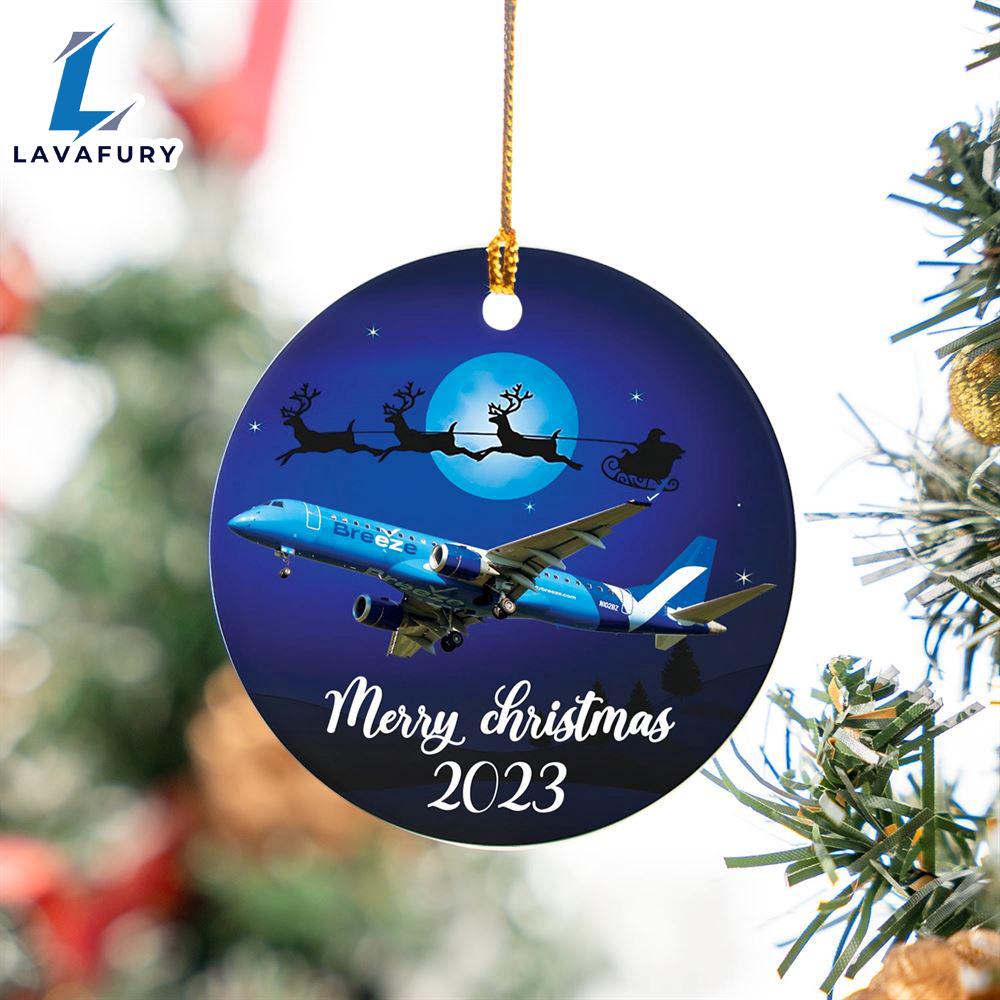 Breeze Airways E190 Merry Christmas 2023 Ceramic Ornament For Fans Breeze Airways E190 Merry Christmas 2023 Ceramic Ornament For Fans