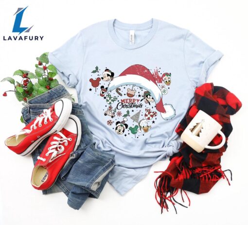 Disney Mickey And Friends Santa Hat Merry Christmas Shirt