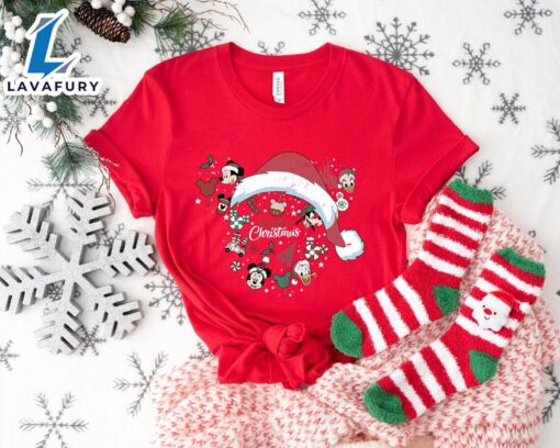 Disney Santa Mickey And Friends Group Christmas Lights Shirt