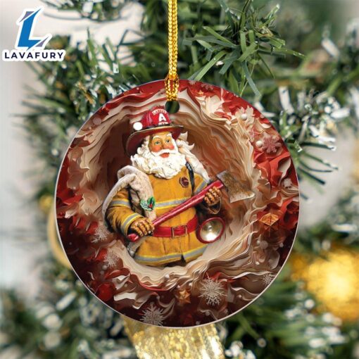 Firefighter Santa Ceramic Ornament For Fans