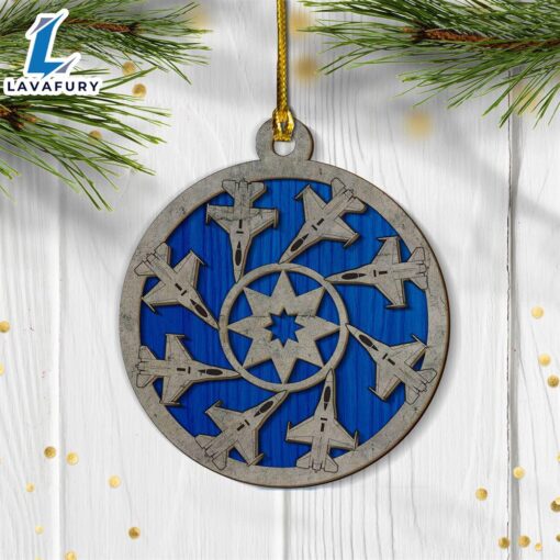 General Dynamics F-16 Fighting Falcon Christmas 2-layered Wood Ornament For Fans