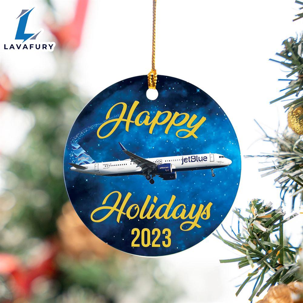 JetBlue Airbus A321 Merry Christmas 2023 Ceramic Ornament For Fans JetBlue Airbus A321 Merry Christmas 2023 Ceramic Ornament For Fans