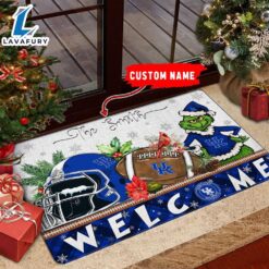 NCAA Kentucky Wildcats  Grinch Christmas Welcome  Football Doormat – Custom Name Gift Xmas