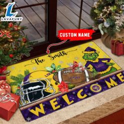 NCAA LSU Tigers Grinch Christmas Welcome  Football Doormat – Custom Name Gift Xmas