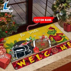 NCAA Maryland Terrapins Grinch Christmas Welcome  Football Doormat – Custom Name Gift Xmas