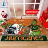 NCAA Miami Hurricanes Grinch And Max Christmas Welcome Football Doormat - Custom Name