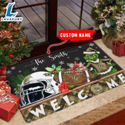 NCAA UCF Knights Grinch Christmas Welcome  Football Doormat – Custom Name Gift Xmas