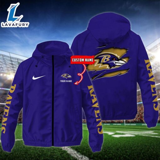 NFL Baltimore Ravens Football Windbreaker Outdoor Jacket – Custom Name For Fans