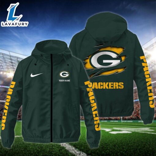 NFL Green Bay Packers Custom Name Windbreaker Jacket For Fans For Fans