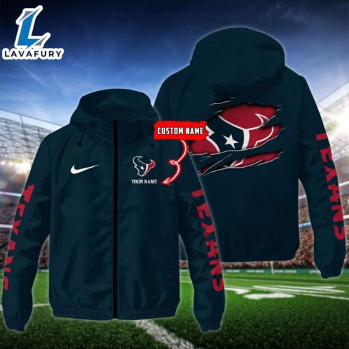 NFL Houston Texans Football Windbreaker Outdoor Jacket – Custom Name For Fans