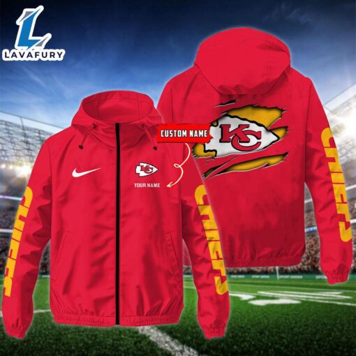 NFL Kansas City Chiefs Football Windbreaker Outdoor Jacket – Custom Name For Fans