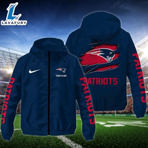 NFL New England Patriots Custom Name Windbreaker Jacket For Fans For Fans