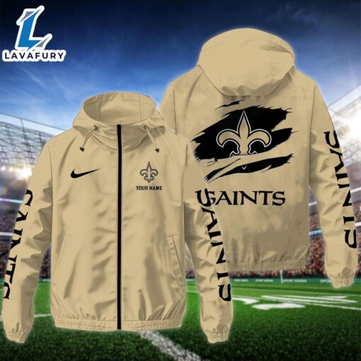 NFL New Orleans Saints Custom Name Windbreaker Jacket For Fans For Fans