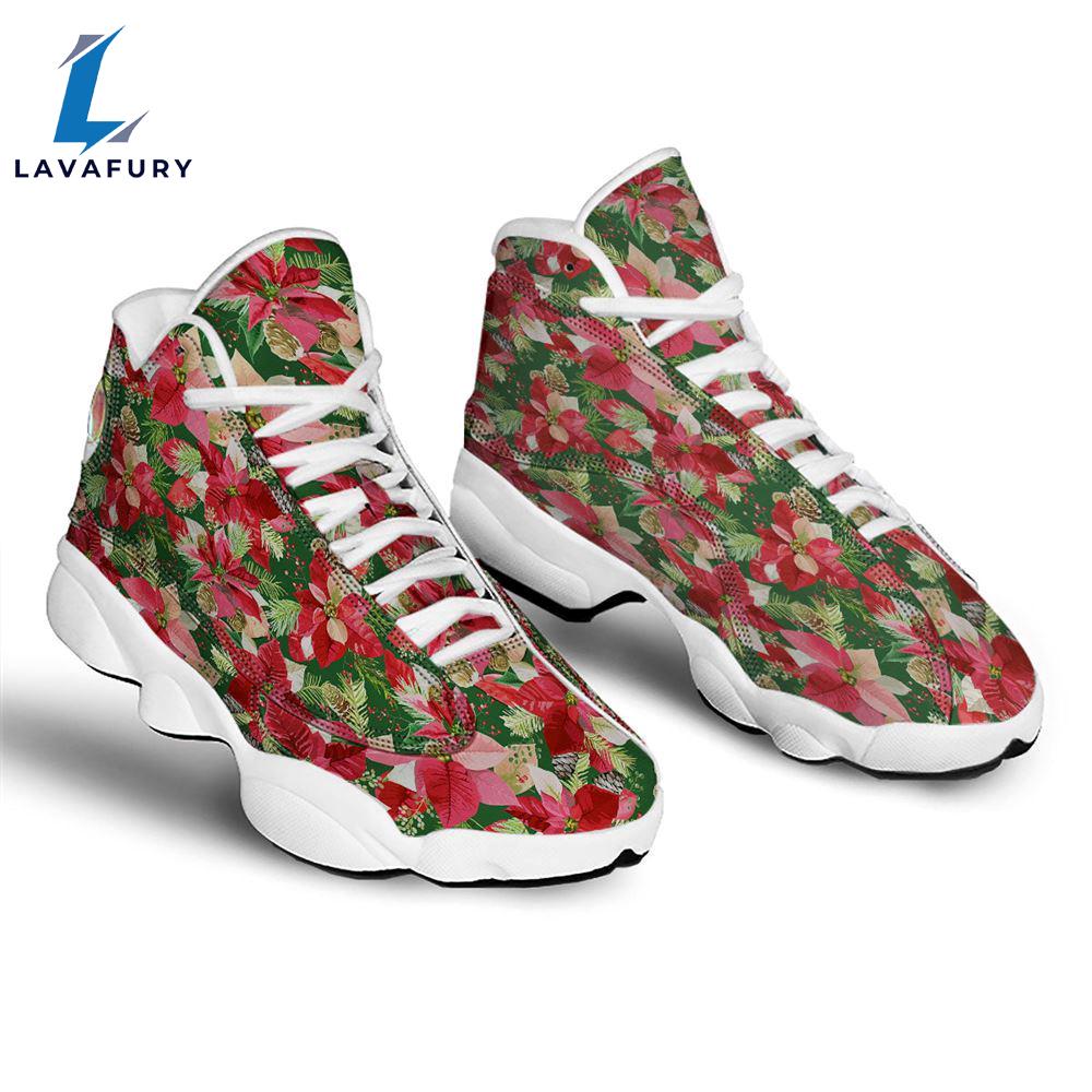 Poinsettia Christmas Vintage Print Pattern Jd13 Shoes For Men Women Gift Xmas Poinsettia Christmas Vintage Print Pattern Jd13 Shoes For Men Women Gift Xmas