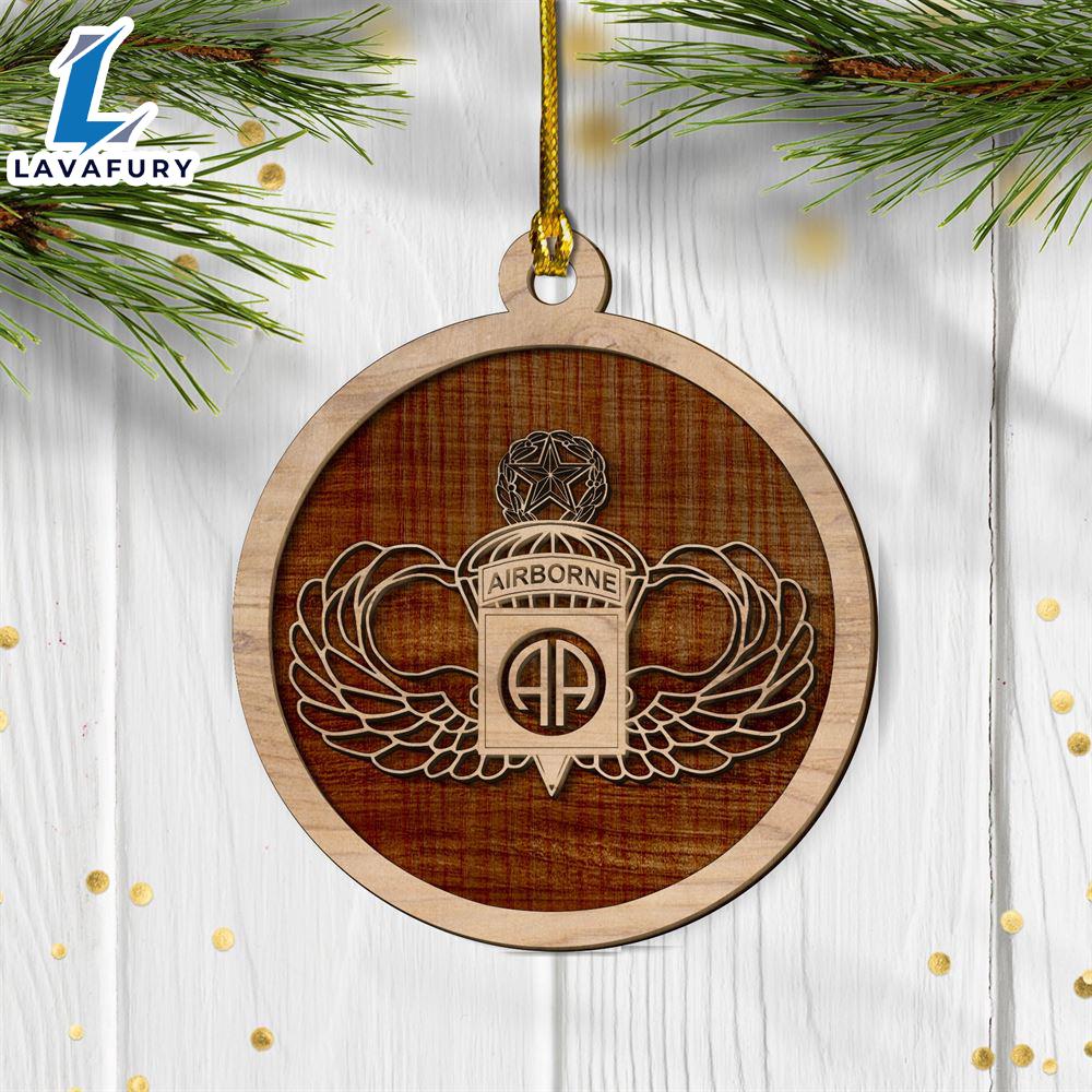 US Army 82nd Airborne Master Wings 2-layered Wood Ornament For Fans US Army 82nd Airborne Master Wings 2-layered Wood Ornament For Fans