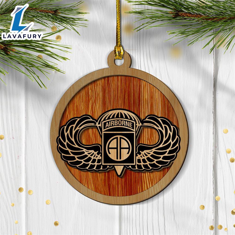 US Army 82nd Airborne Senior Wings 2-layered Wood Ornament For Fans US Army 82nd Airborne Senior Wings 2-layered Wood Ornament For Fans