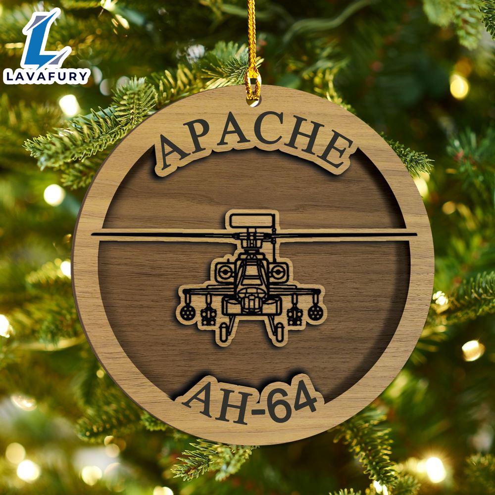 US Army Boeing AH-64 Apache Christmas 2-layered Wood Ornament For Fans US Army Boeing AH-64 Apache Christmas 2-layered Wood Ornament For Fans