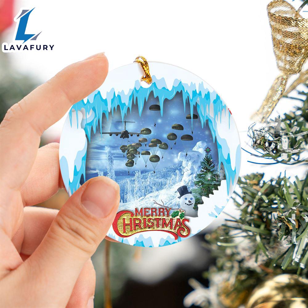 US Army Paratroopers With The 82nd Airborne Division Parachute Christmas Ceramic Ornament For Fans US Army Paratroopers With The 82nd Airborne Division Parachute Christmas Ceramic Ornament For Fans