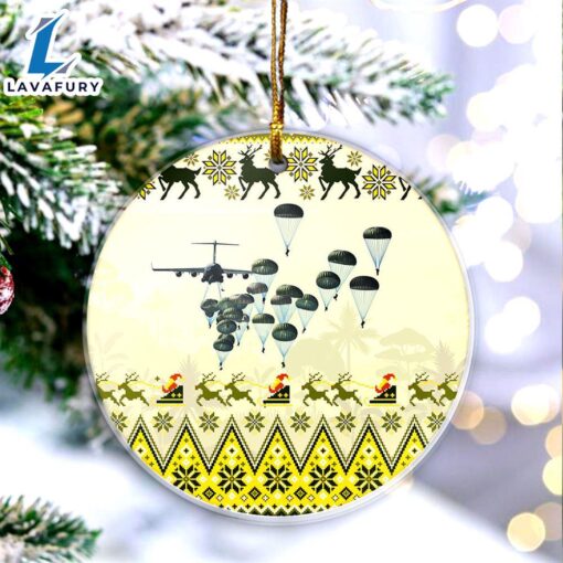 US Army Paratroopers With The 82nd Airborne Division Parachute Christmas Ornament For Fans