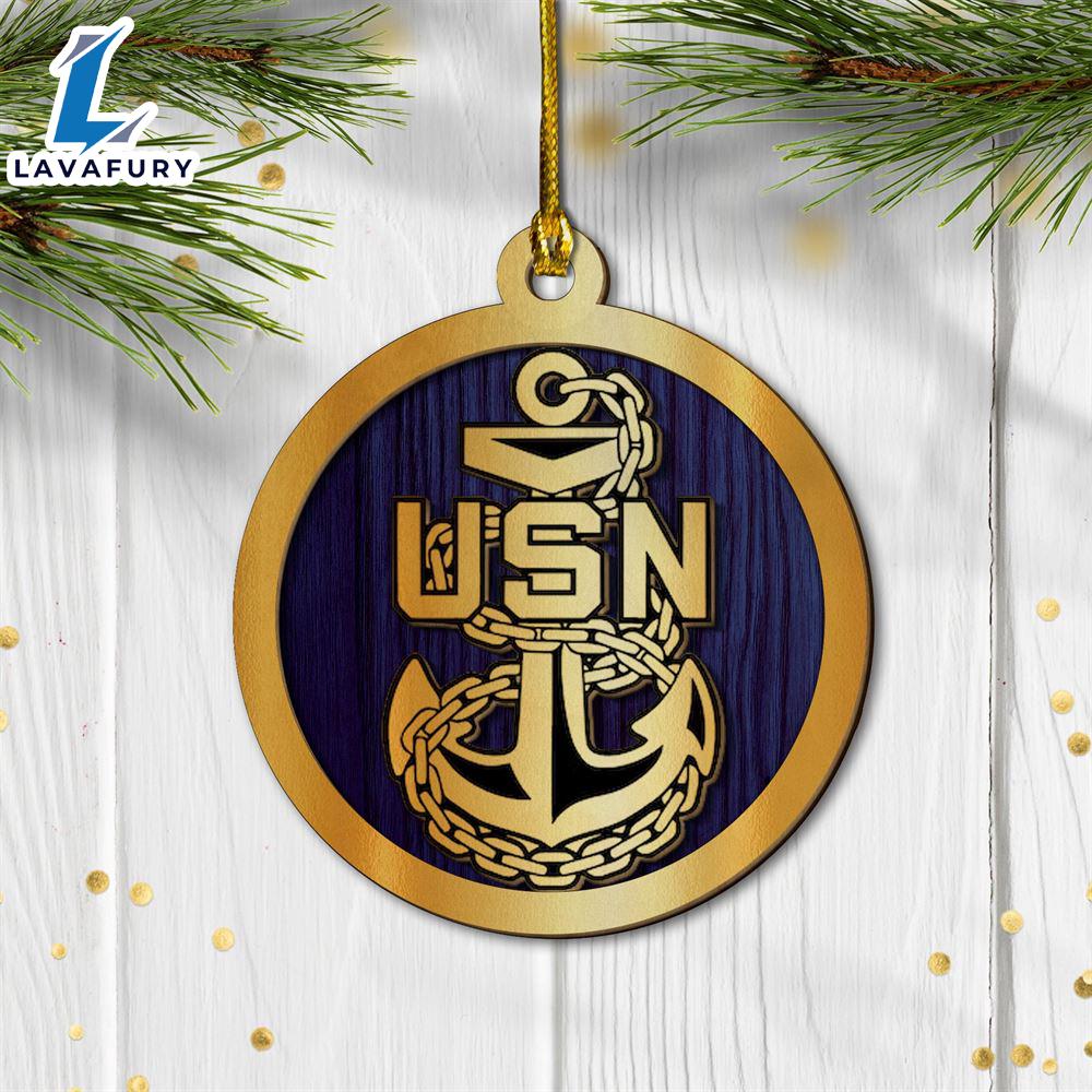 US Navy Anchor Christmas 2-layered Wood Ornament For Fans US Navy Anchor Christmas 2-layered Wood Ornament For Fans