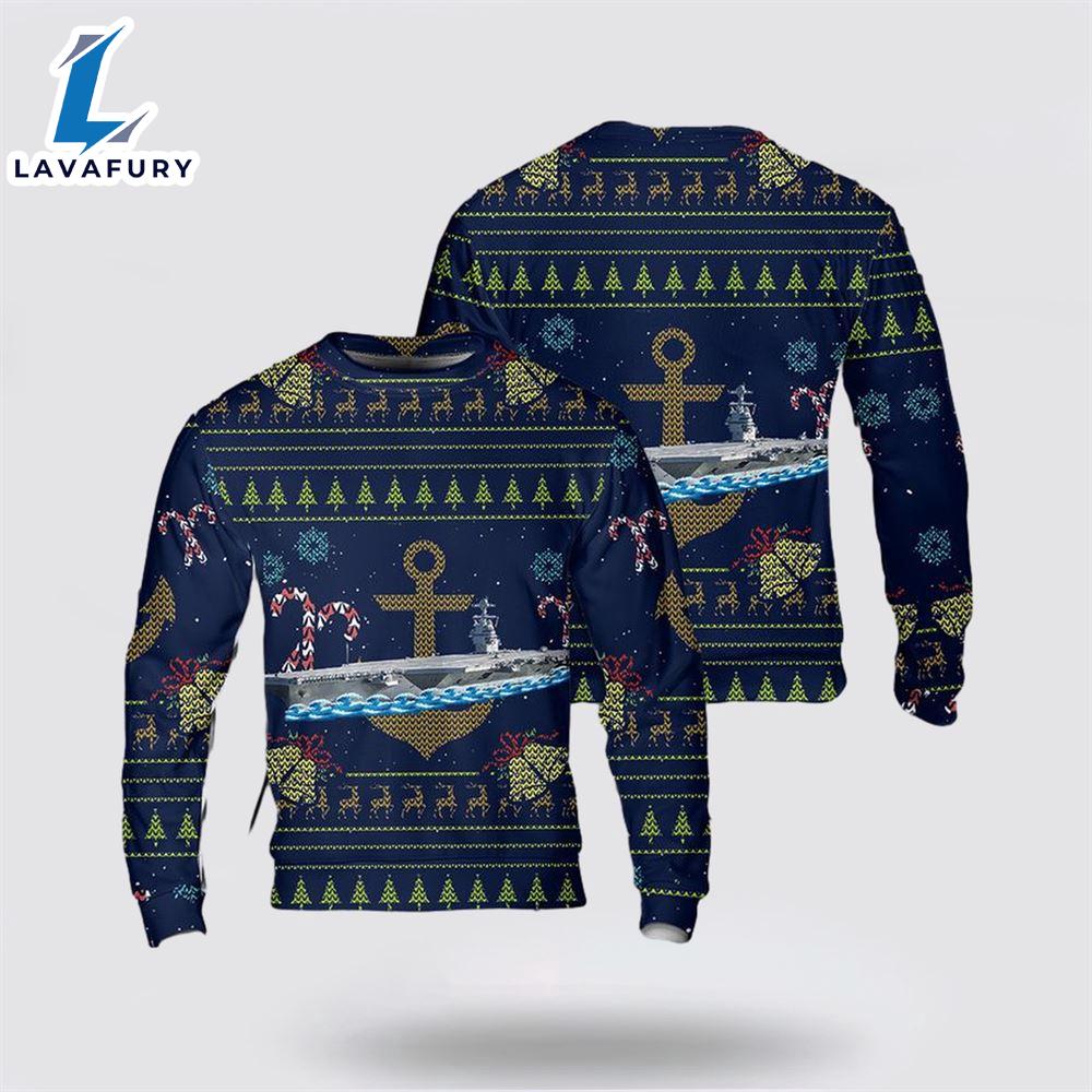 US Navy USS Gerald R. Ford Christmas AOP Sweater Veteran Christmas Sweater US Navy USS Gerald R. Ford Christmas AOP Sweater Veteran Christmas Sweater