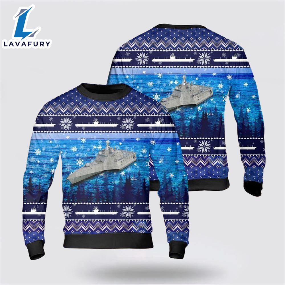 US Navy USS Independence (LCS-2) Christmas AOP Sweater Veteran Christmas Sweater US Navy USS Independence (LCS-2) Christmas AOP Sweater Veteran Christmas Sweater