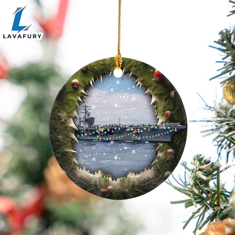 US Navy USS Nimitz (CVN-68) Christmas Ceramic Ornament For Fans US Navy USS Nimitz (CVN-68) Christmas Ceramic Ornament For Fans