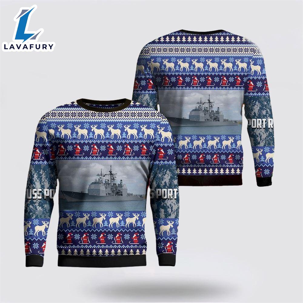 US Navy USS Port Royal Christmas Sweater 3D Veteran Christmas Sweater US Navy USS Port Royal Christmas Sweater 3D Veteran Christmas Sweater