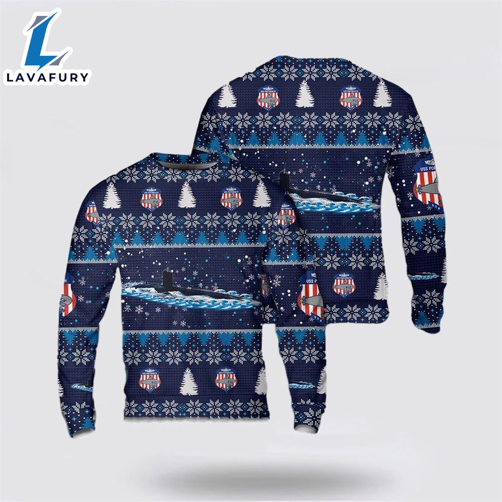 US Navy USS Portsmouth (SSN-707) Christmas AOP Sweater Veteran Christmas Sweater US Navy USS Portsmouth (SSN-707) Christmas AOP Sweater Veteran Christmas Sweater