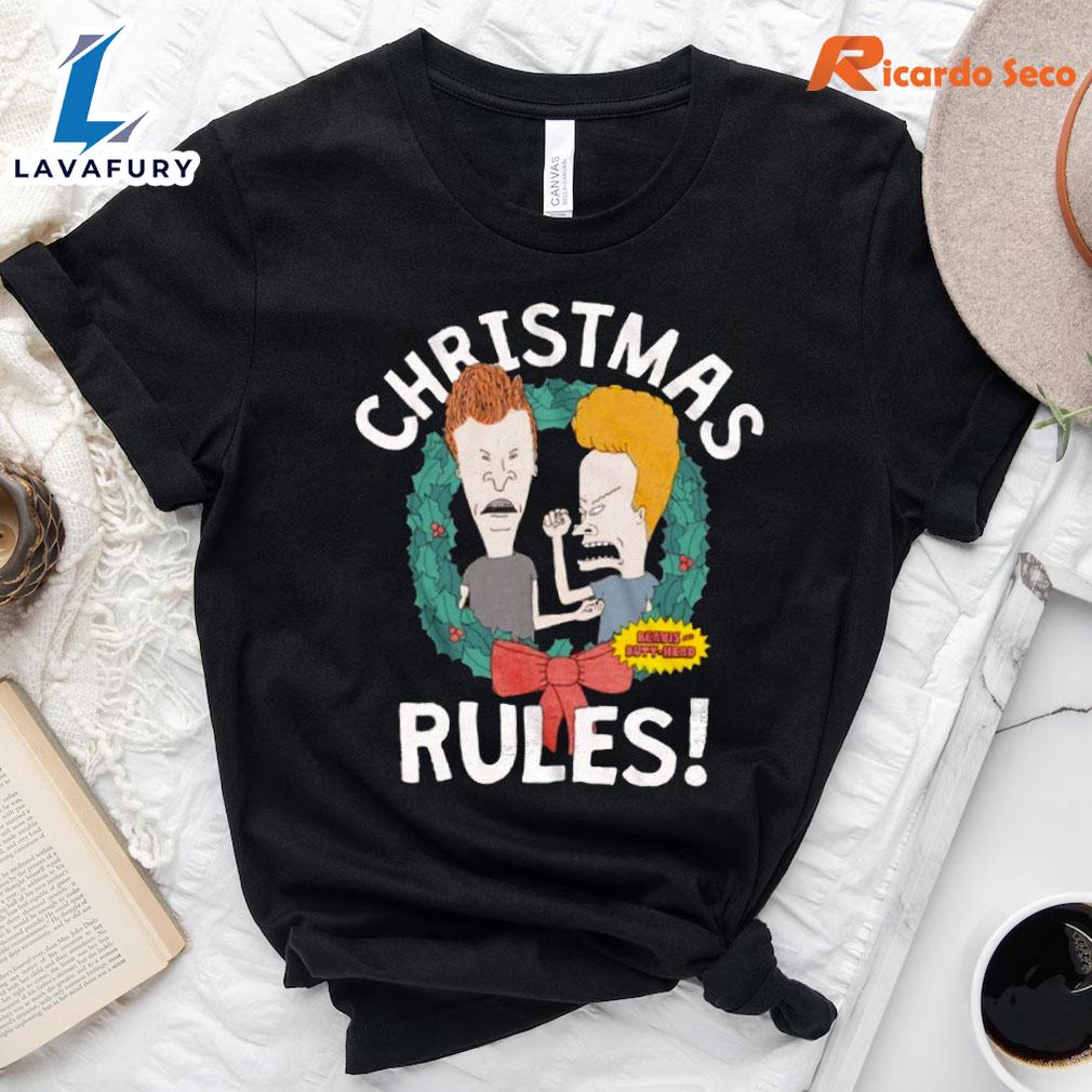 Beavis and Butthead Christmas Rules T-Shirt Gift Xmas Beavis and Butthead Christmas Rules T-Shirt Gift Xmas