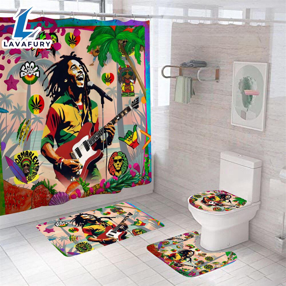 Bob Marley Four-Piece Bathroom Set Decor Christmas Gift Xmas Bob Marley Four-Piece Bathroom Set Decor Christmas Gift Xmas