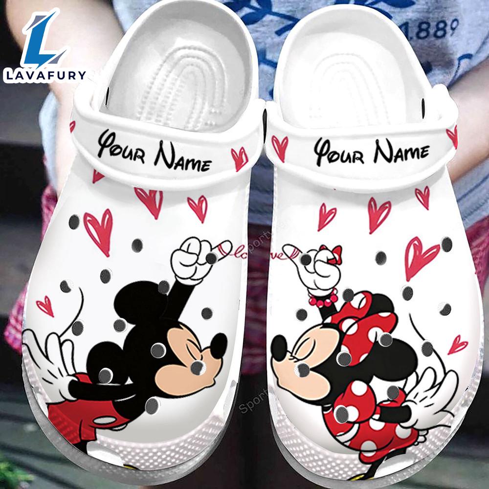 Footwearmerch Custom Name Mickey Minnie So Cute Love Couple White Clogs Shoes - Footwearmerch Gift Xmas Footwearmerch Custom Name Mickey Minnie So Cute Love Couple White Clogs Shoes - Footwearmerch Gift Xmas