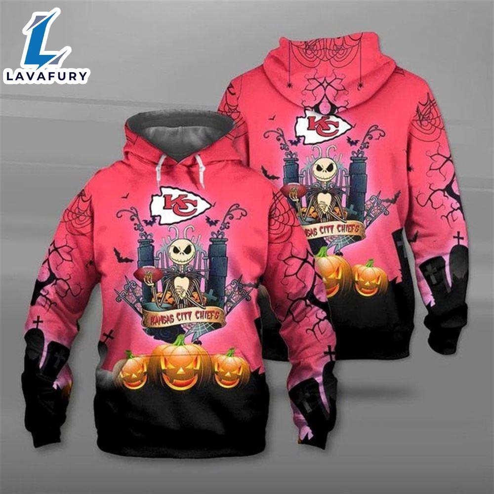 Kansas City Chiefs Halloween With Jack Skellington Pink Super Bowl - Jack Skellington Hoodie Kansas City Chiefs Halloween With Jack Skellington Pink Super Bowl - Jack Skellington Hoodie